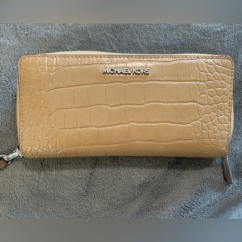 Michael Kors Croc-Embossed Zip Wallet